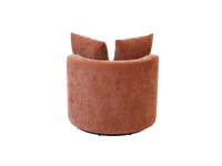 Modern 1-Seater Rust Brown Small Space Swivel Accent Chair | 1-Piece, Linen Upholstery, Curved Shelter Arms