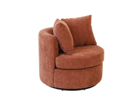 Modern 1-Seater Rust Brown Small Space Swivel Accent Chair | 1-Piece, Linen Upholstery, Curved Shelter Arms