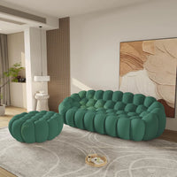 Essential Floor Sofas | Green 3D Knitted Fabric Couch Sectionals 4-seaters