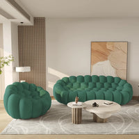 Essential Floor Sofas | Green 3D Knitted Fabric Couch Sectionals 4-seaters