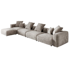 Matrix Modern Modular Sofas Covers | Modern Brown Corduroy Sofa Cover for 4-Seater With Ottoman