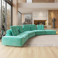 Deluxe Adjustable Cloud Sectional Sofas | Tiffany Blue Frosted Velvet U shaped Sectionals 5-seaters with 1 Ottoman