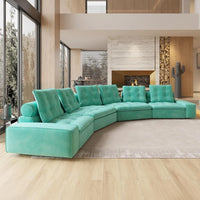 Deluxe Adjustable Cloud Sectional Sofas | Tiffany Blue Frosted Velvet U shaped Sectionals 6-seaters