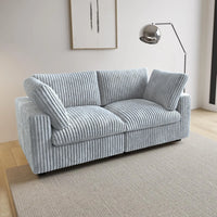 Deluxe Classic Cloud Sectional Sofas | Light Grey Plush Fabric Loveseats 2-seaters