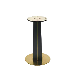 Mesa de bistró Nero de piedra sinterizada | Cuadrada blanca de 86 cm con base de madera