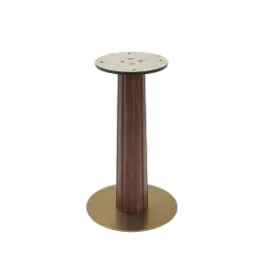 Mesa de bistró Nero de piedra sinterizada | Cuadrada blanca de 86 cm con base de madera