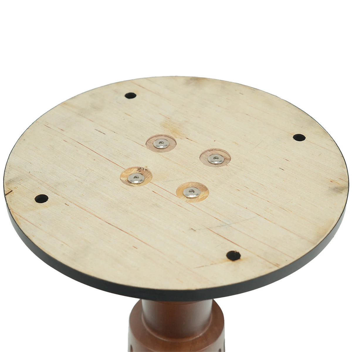 Mesa de bistró Nero de piedra sinterizada | Cuadrada negra de 86 cm con base de madera