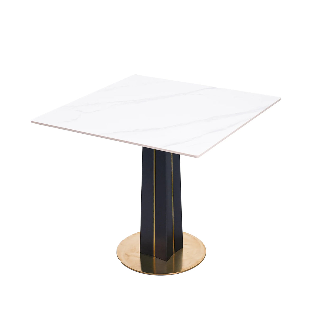 Mesa de bistró Nero de piedra sinterizada | Pandora cuadrada de 86 cm con base de madera