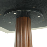 Oro Glass Bistro Table | 34" Gray Square With Wood Base