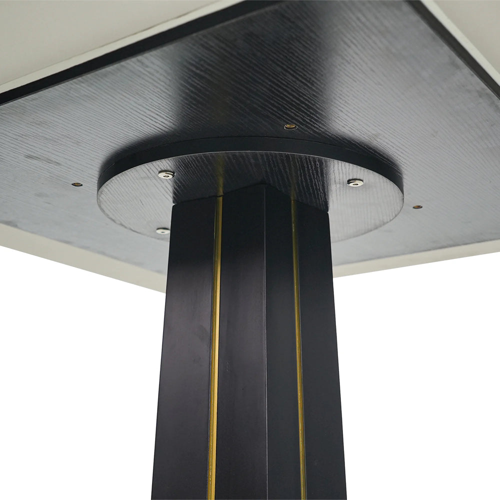 Nero Sintered Stone Bistro Table | 34" White Round With Wood Base