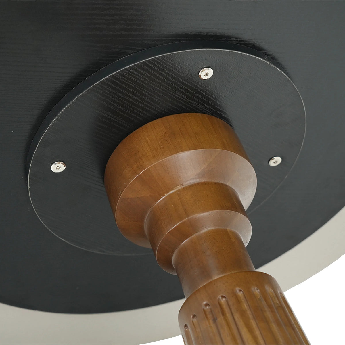 Mesa de bistró Nero de piedra sinterizada | Cuadrada negra de 86 cm con base de madera