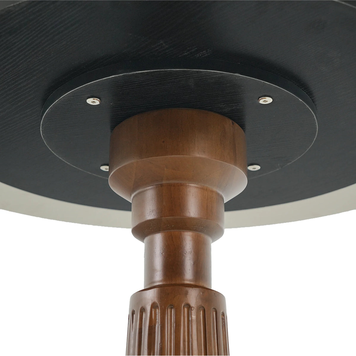 Mesa de bistró Nero de piedra sinterizada | Cuadrada negra de 86 cm con base de madera