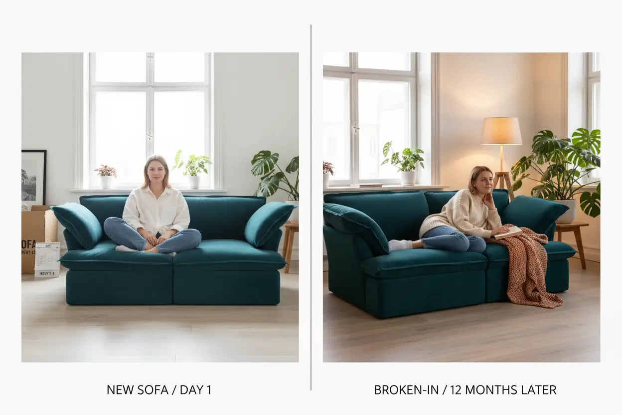 New Sofa vs Broken-In - Buy One Size Down Principle