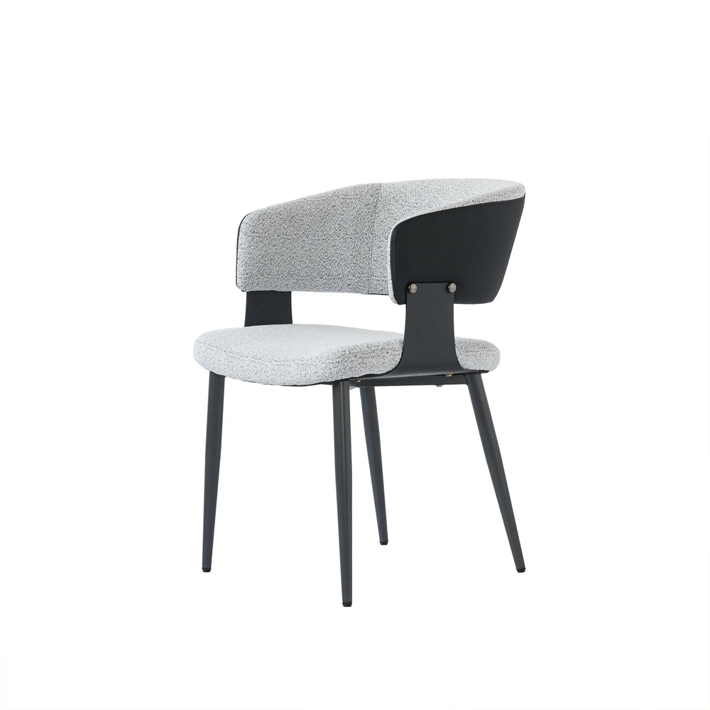 Nordic Low Back Dining Chair | White Teddy Velvet Set of 2