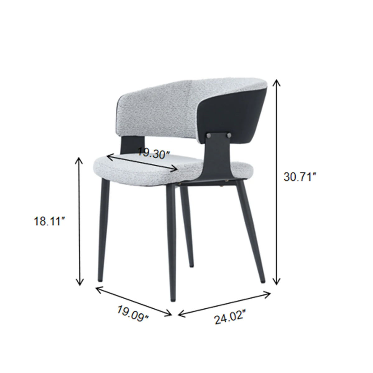 Silla de comedor nórdica con respaldo bajo | Juego de 2 sillas de terciopelo blanco
