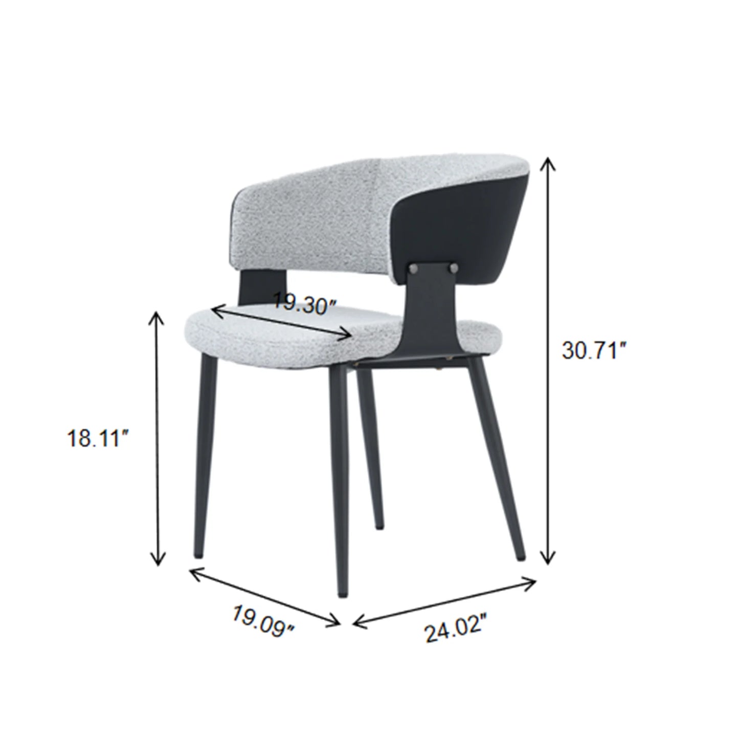 Nordic Low Back Dining Chair | White Teddy Velvet Set of 2