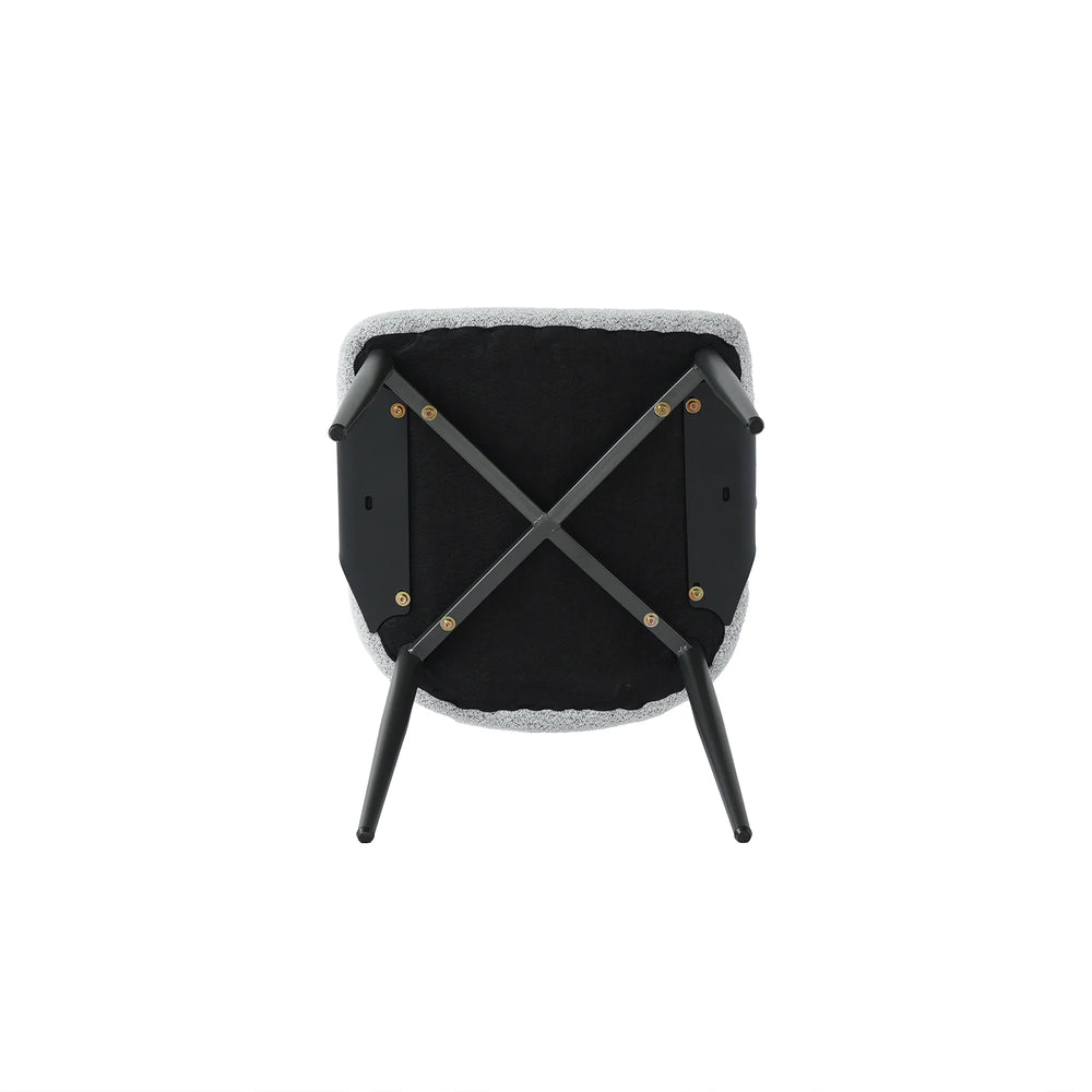 Nordic Low Back Dining Chair | White Teddy Velvet Set of 2