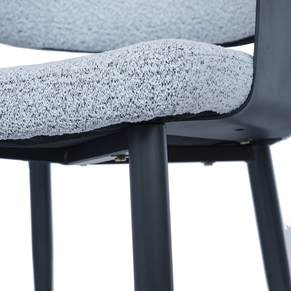 Nordic Low Back Dining Chair | White Teddy Velvet Set of 2