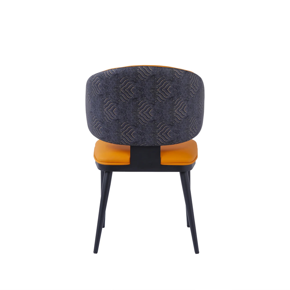 Vegan Wing Back Dining Chair | Orange PU Leather Set of 2