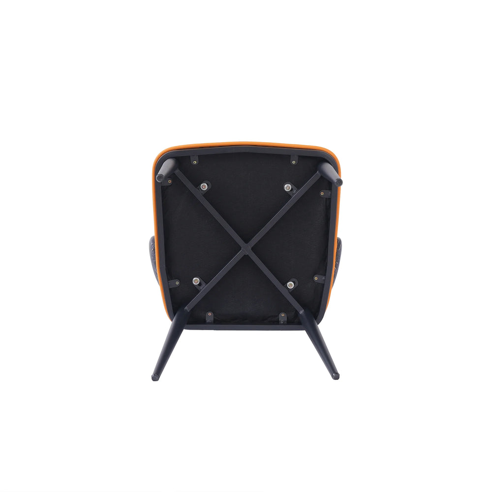 Vegan Wing Back Dining Chair | Orange PU Leather Set of 2