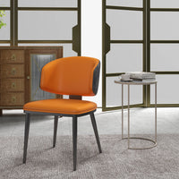 Vegan Wing Back Dining Chair | Orange PU Leather Set of 2