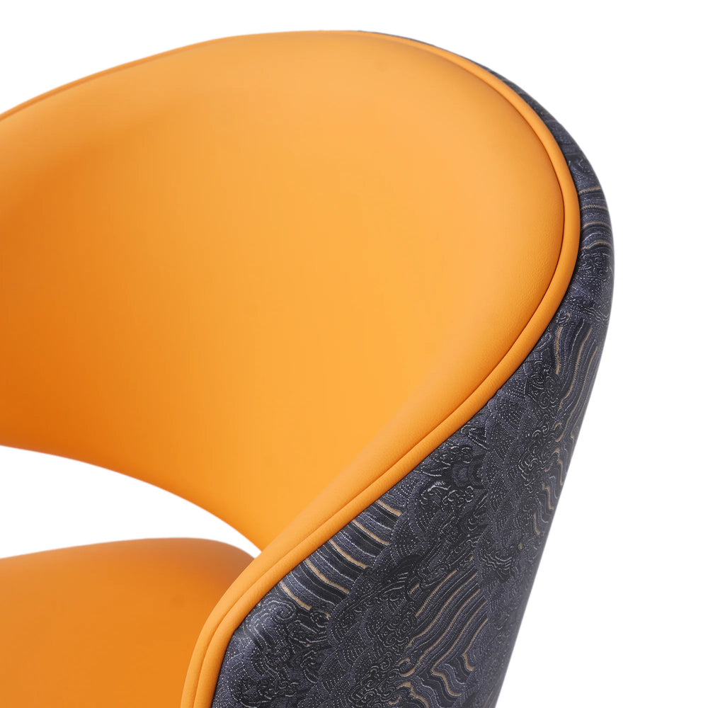 Vegan Wing Back Dining Chair | Orange PU Leather Set of 2