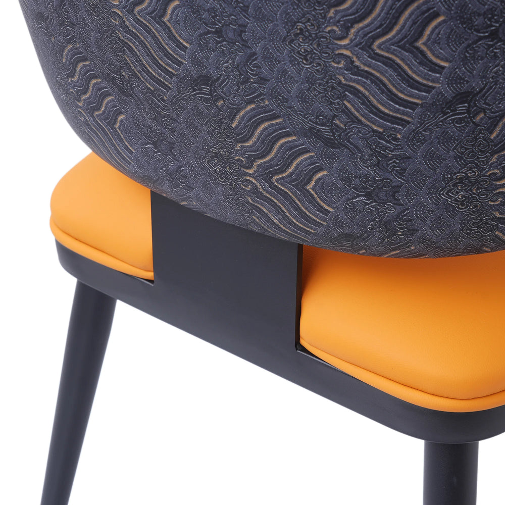 Vegan Wing Back Dining Chair | Orange PU Leather Set of 2