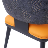 Vegan Wing Back Dining Chair | Orange PU Leather Set of 2