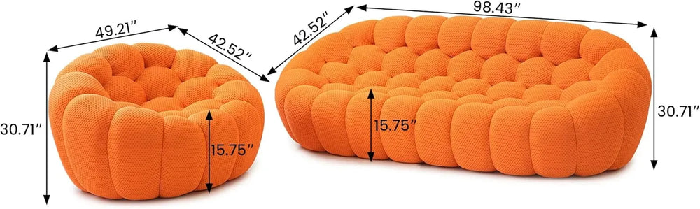 Essential Floor Sofas | Orange 3D Knitted Fabric Couch Sectionals 4-seaters