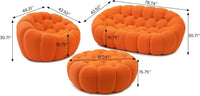 Essential Floor Sofas | 3-Piece Orange 3D Knitted Fabric Sofa Sets 3-seaters