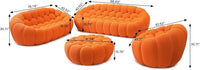 Essential Floor Sofas | Orange 3D Knitted Fabric L shaped Sectionals 6-seaters with 1 Ottoman
