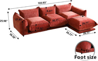Matrix Modern Sectional Sofas | Orange Chenille Couch Sectionals 3-seaters with 1 Ottoman