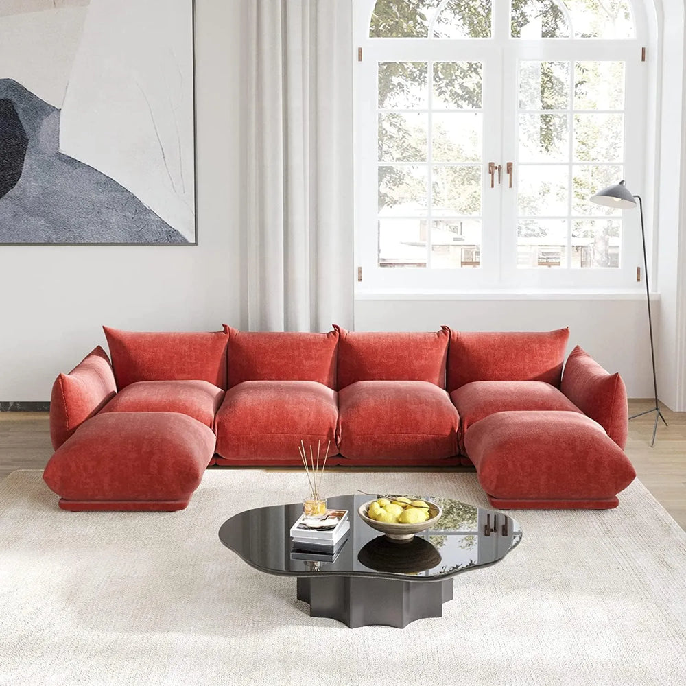 Matrix Modern Sectional Sofas | Orange Chenille Couch Sectionals 4-seaters