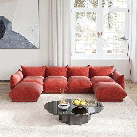 Matrix Modern Sectional Sofas | Orange Chenille Couch Sectionals 4-seaters