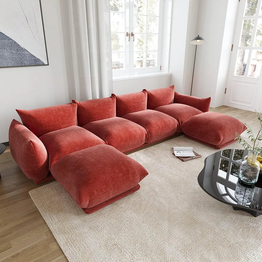 Matrix Modern Sectional Sofas | Orange Chenille Couch Sectionals 4-seaters