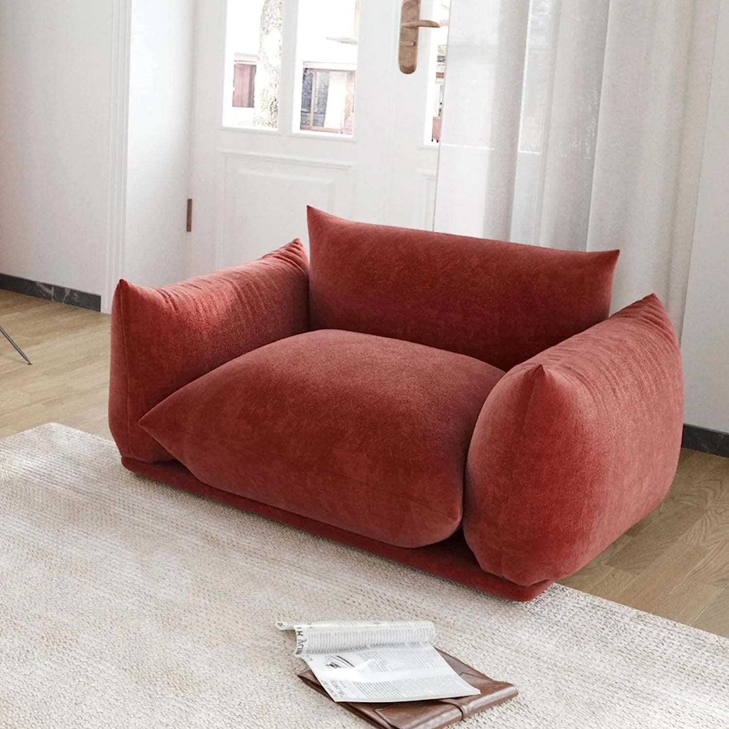 Matrix 1-Seater Orange Modular Single Sofa | 1-Piece, Chenille Fabric, Compact Design