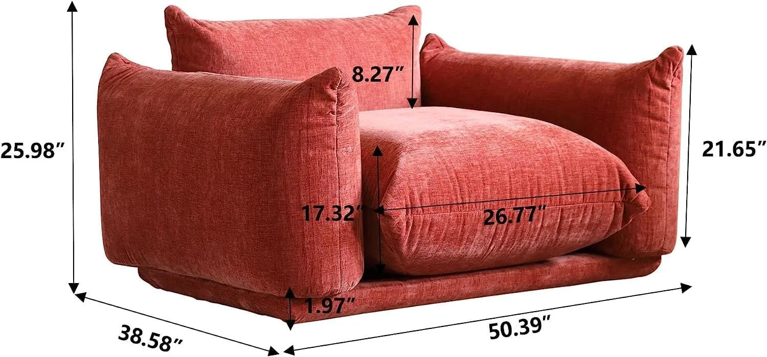 Matrix 1-Seater Orange Modular Single Sofa | 1-Piece, Chenille Fabric, Compact Design