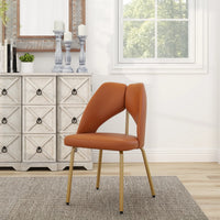 Vegan Open Back Dining Chair | Orange PU Leather Set of 2