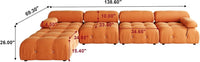 Matrix Minimalist Modular Sofas | Orange Velvet Couch Sectionals 4-seaters with 1 Ottoman
