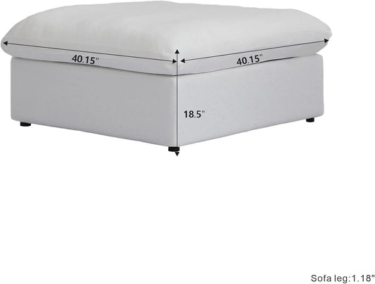 Deluxe Premium Cloud Sectional Sofas | Cotton and Linen White Ottomans 40" Removable & Washable Covers