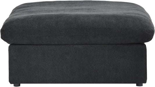 Deluxe Premium Cloud Sectional Sofas | Cotton and Linen Black Ottomans 40" Removable & Washable Covers
