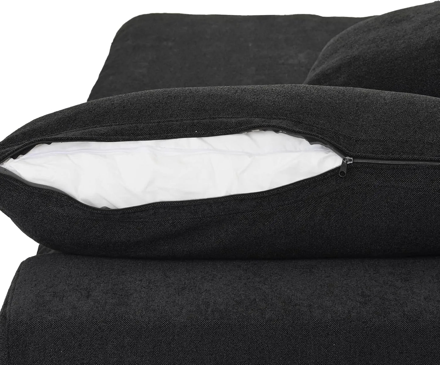 Deluxe Premium Cloud Sectional Sofas | Cotton and Linen Black Ottomans 40" Removable & Washable Covers