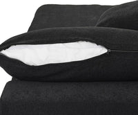 Deluxe Premium Cloud Sectional Sofas | Cotton and Linen Black Ottomans 40" Removable & Washable Covers