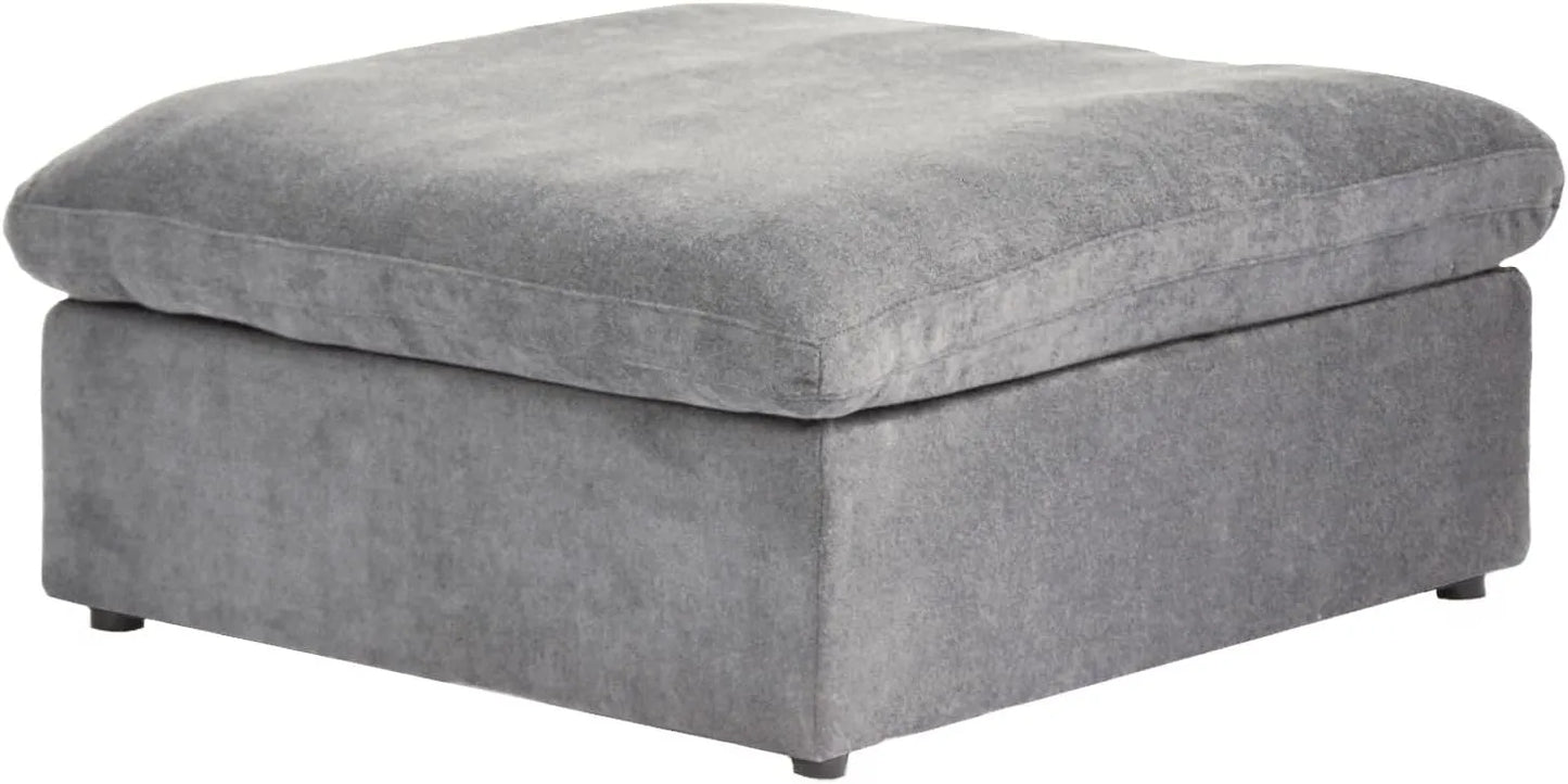 Deluxe Premium Cloud Sectional Sofas | Cotton and Linen Light Grey Ottomans 40" Removable & Washable Covers