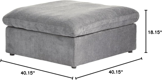 Deluxe Premium Cloud Sectional Sofas | Cotton and Linen Light Grey Ottomans 40" Removable & Washable Covers