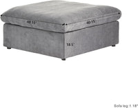 Deluxe Premium Cloud Sectional Sofas | Cotton and Linen Light Grey Ottomans 40" Removable & Washable Covers