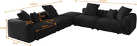 Matrix Modern Modular Sofas | Black Corduroy L shaped Sectionals 4-seaters with 1 Ottoman