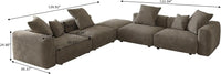 Matrix Modern Modular Sofas | Brown Corduroy L shaped Sectionals 4-seaters with 1 Ottoman