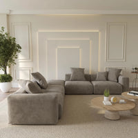 Matrix Modern Modular Sofas | Brown Corduroy L shaped Sectionals 4-seaters with 1 Ottoman