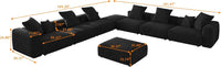 Matrix Modern Modular Sofas | Black Corduroy U shaped Sectionals 6-seaters